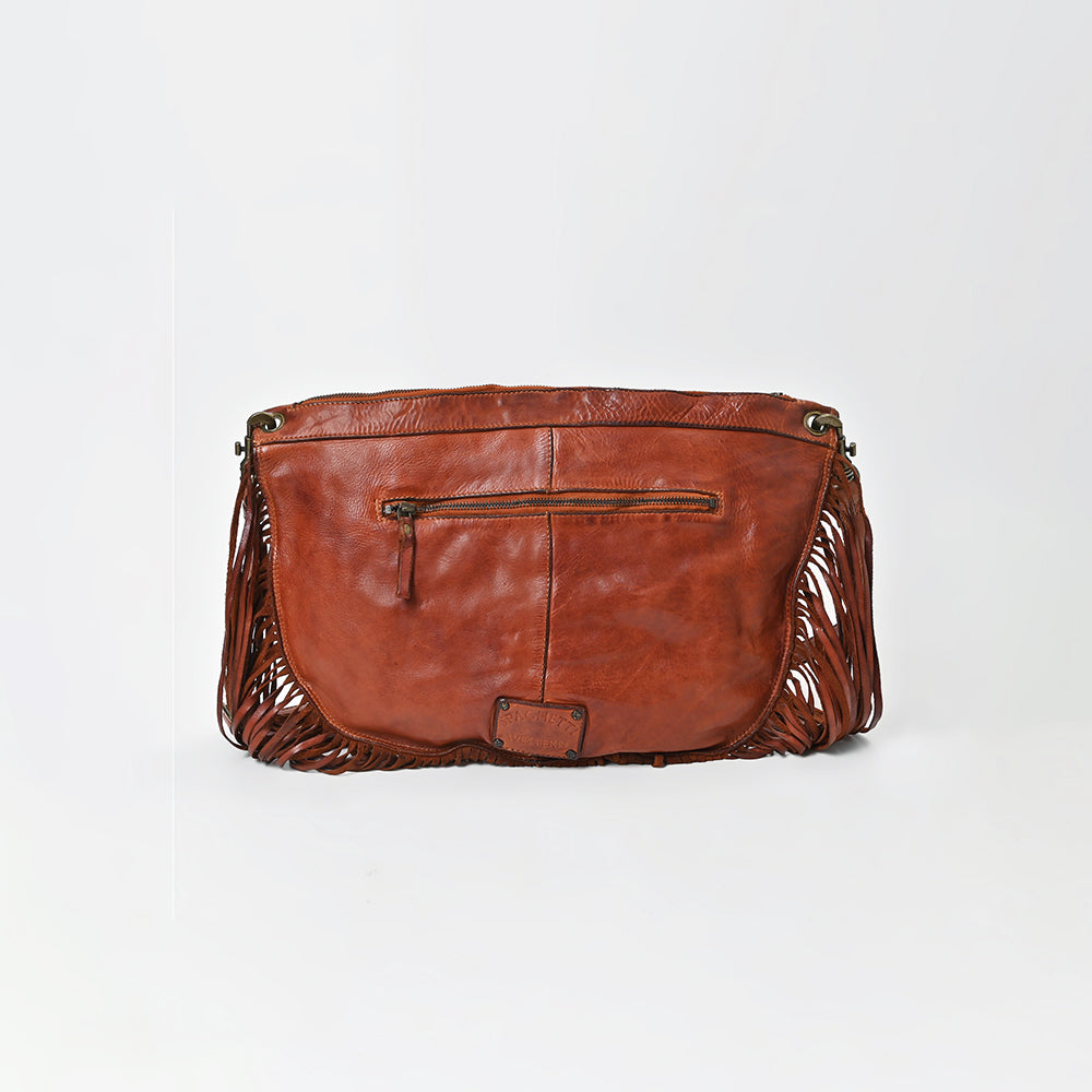 SWC128 Modern Rivet-Fringe Shoulder Bag