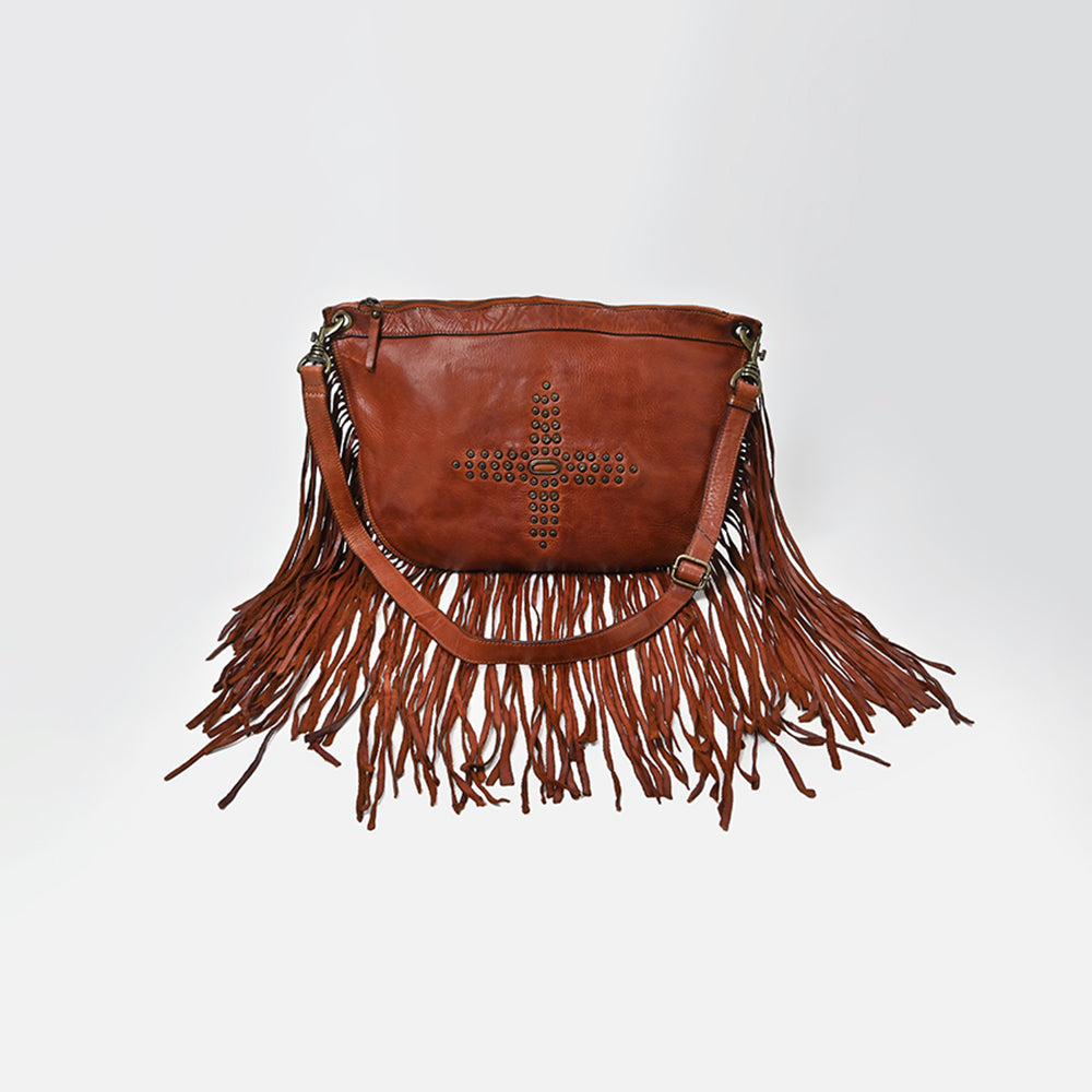 SWC128 Modern Rivet-Fringe Shoulder Bag