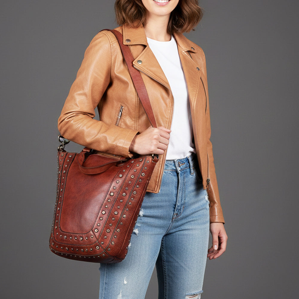 SWC134 Heritage Rivet Panel Tote Bag
