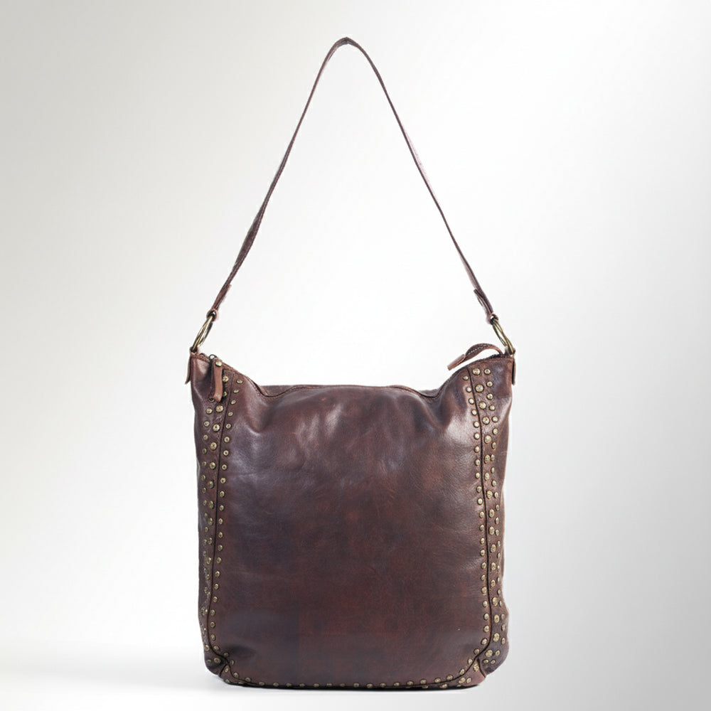SWC142 Signature Riveted Leather Shoulder Bag