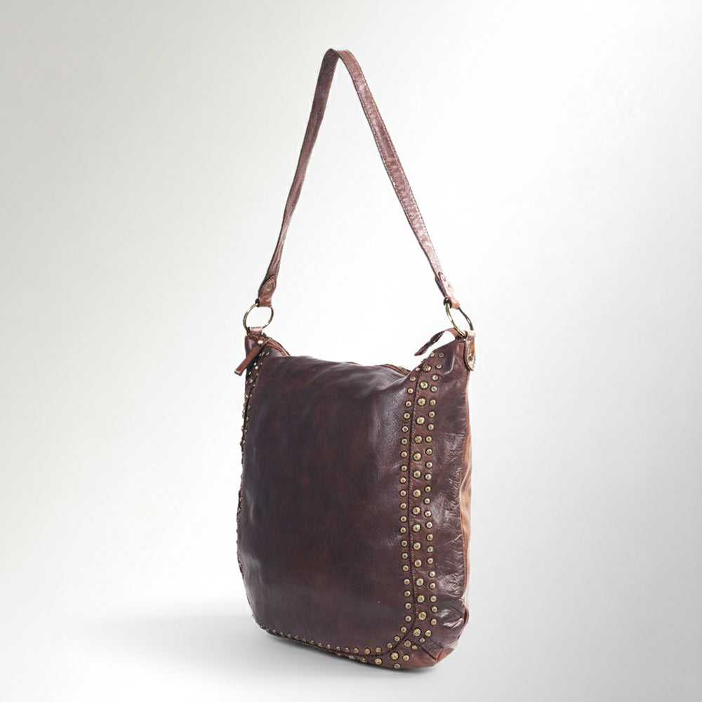 SWC142 Signature Riveted Leather Shoulder Bag
