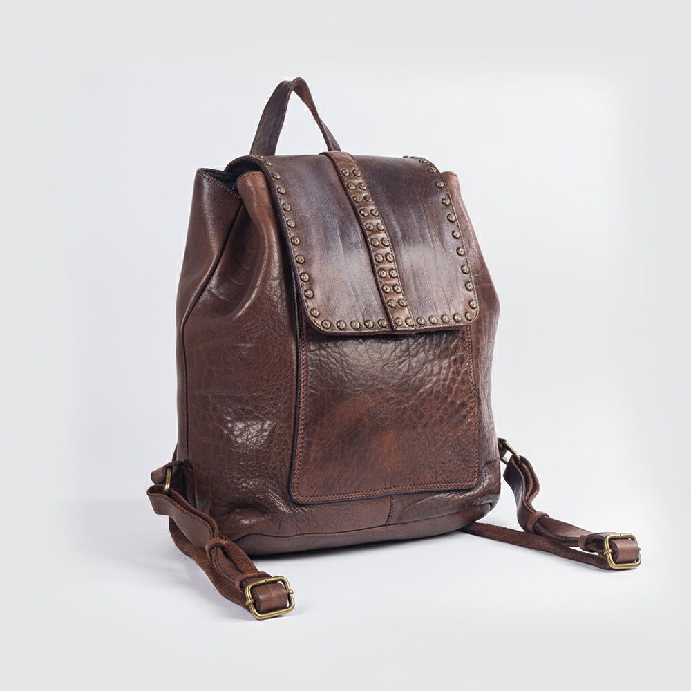 SWC145 Signature Riveted Leather Backpack