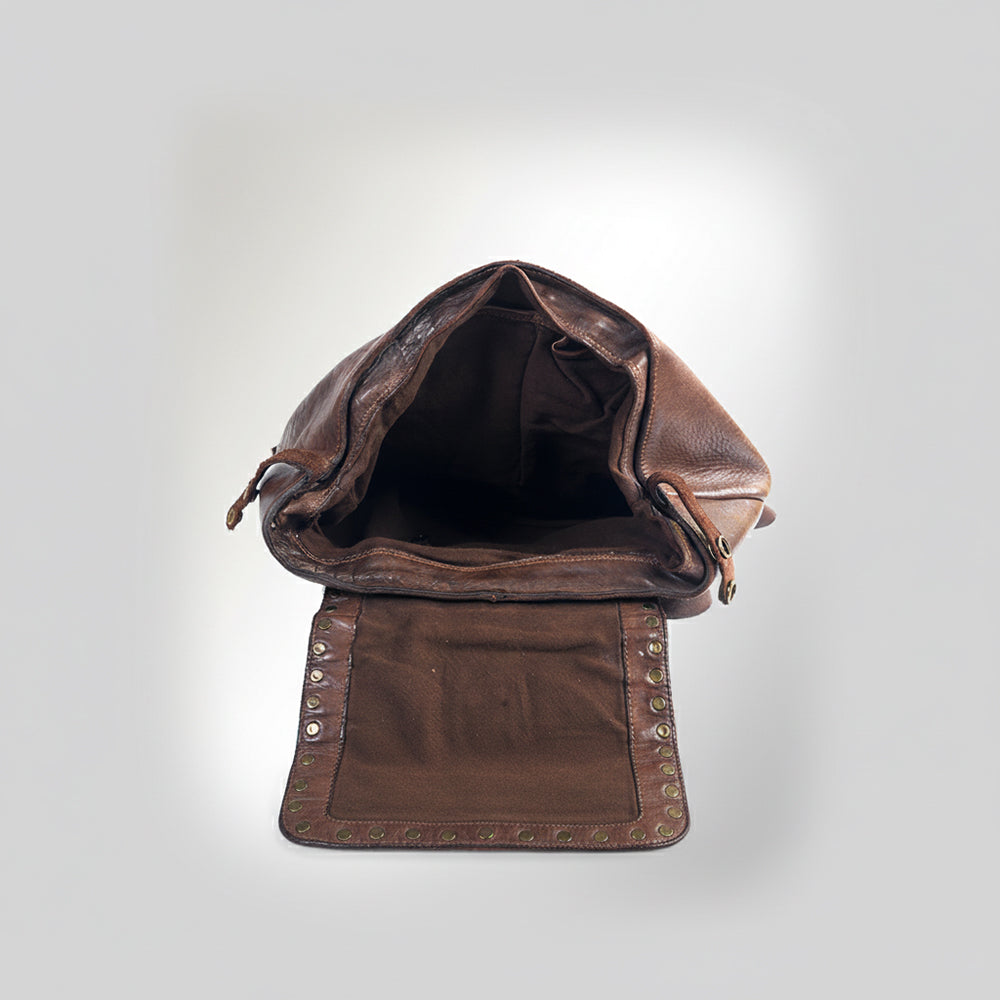 SWC145 Signature Riveted Leather Backpack