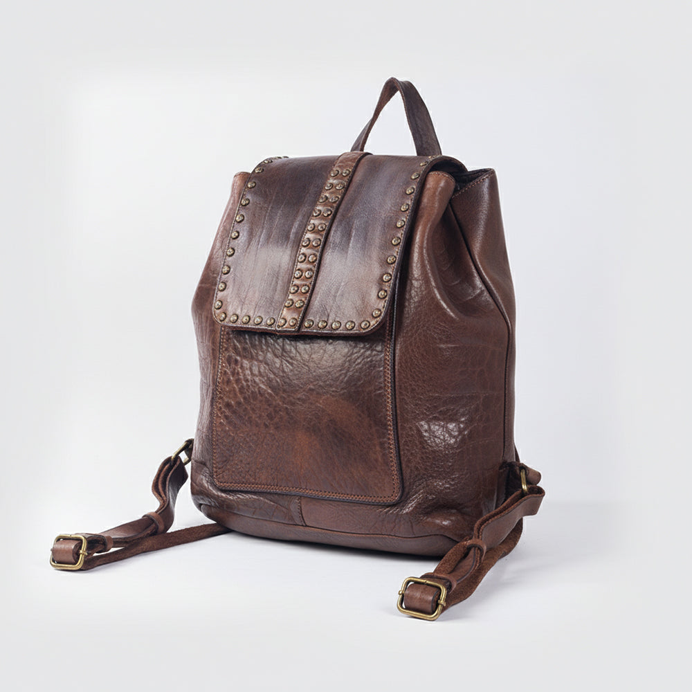 SWC145 Signature Riveted Leather Backpack