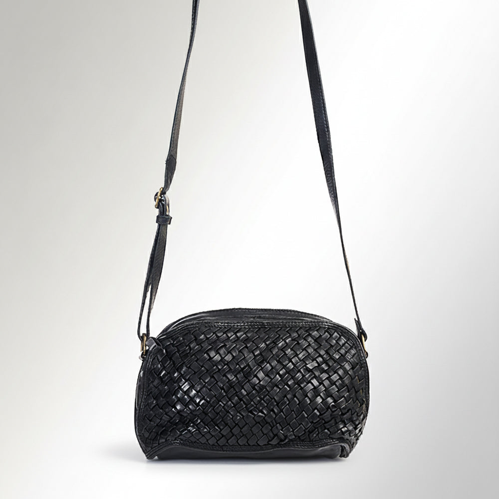 SWC148 Classic Leather Woven Crossbody