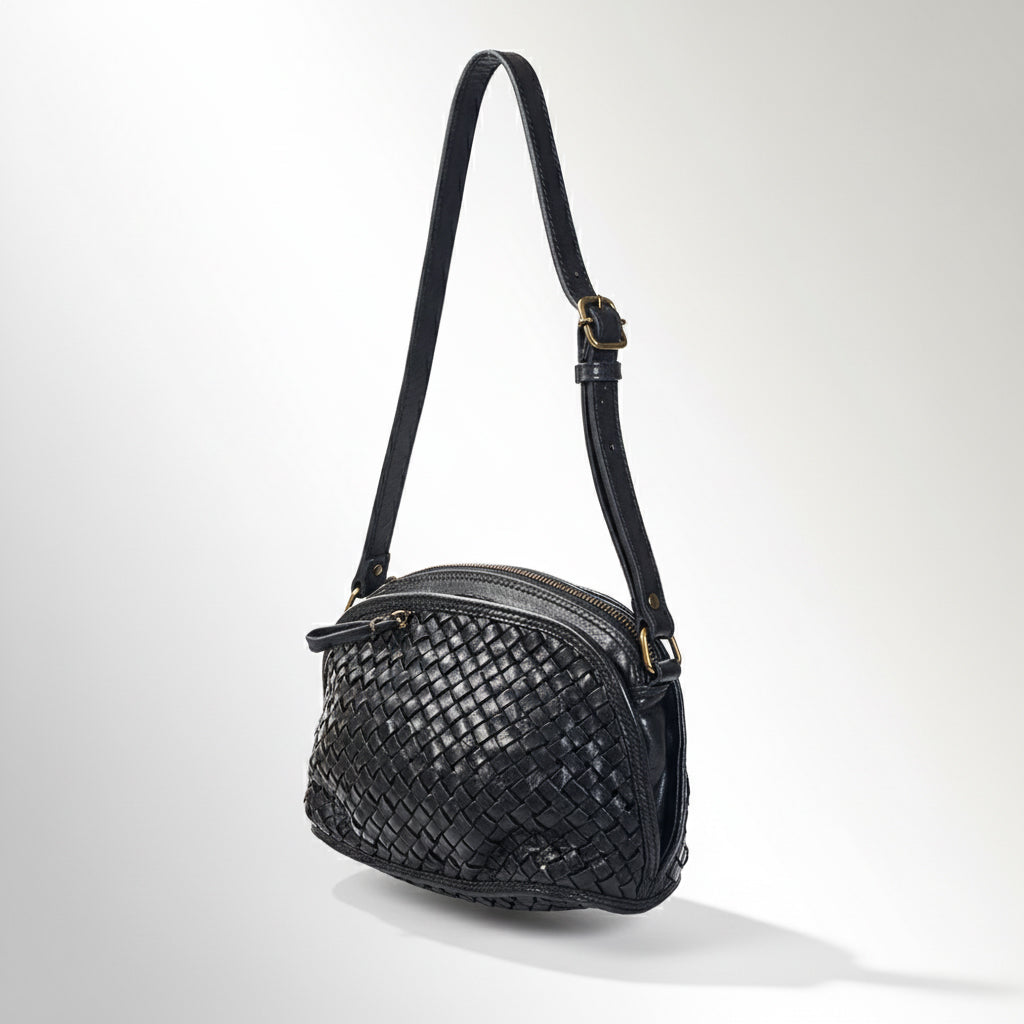 SWC148 Classic Leather Woven Crossbody