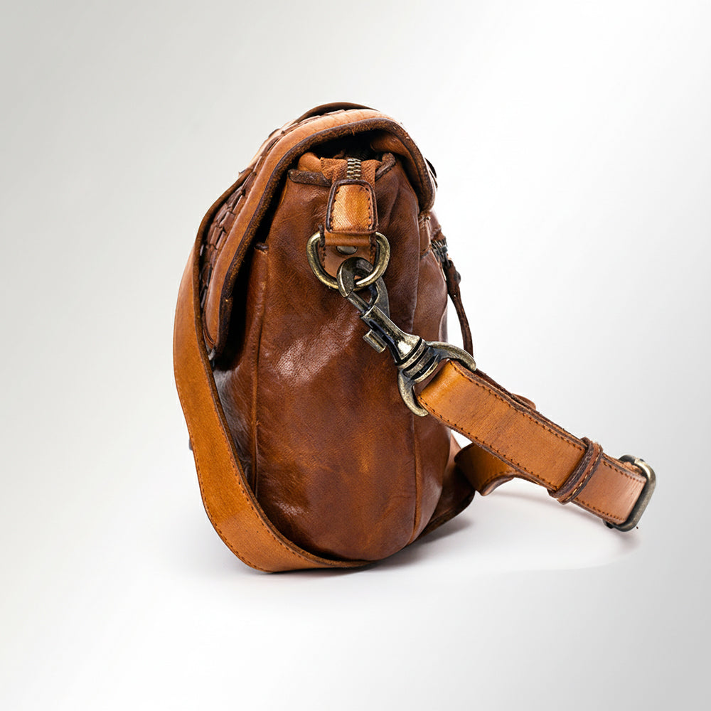 SWC159 Woven Leather Messenger Bag