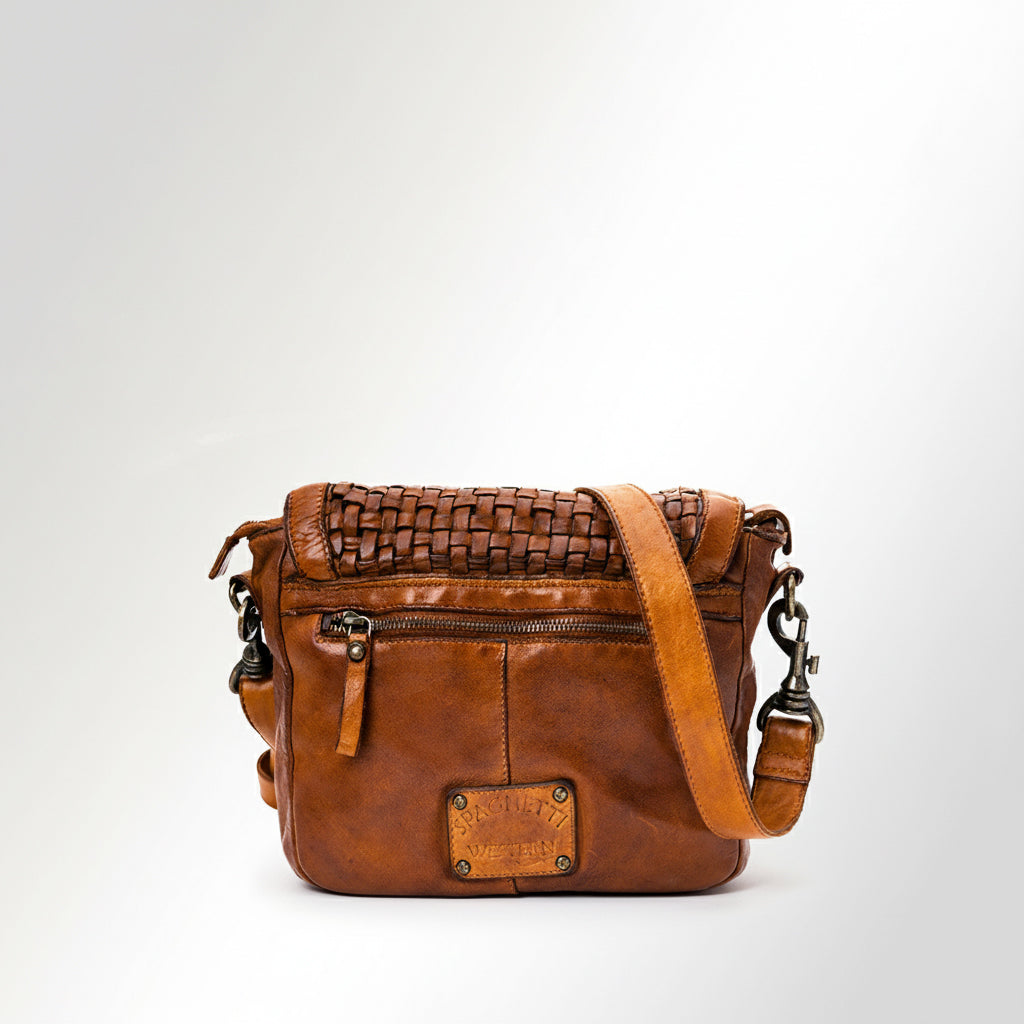 SWC159 Woven Leather Messenger Bag