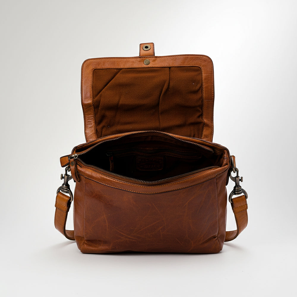 SWC159 Woven Leather Messenger Bag