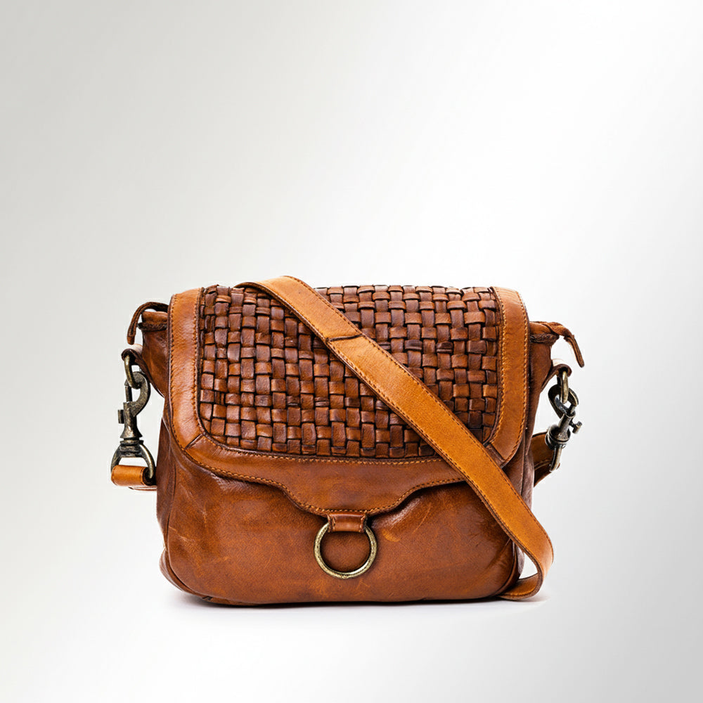 SWC159 Woven Leather Messenger Bag