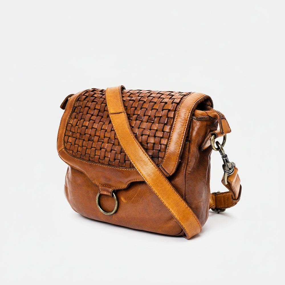 SWC159 Woven Leather Messenger Bag