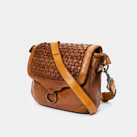 SWC159 Woven Leather Messenger Bag