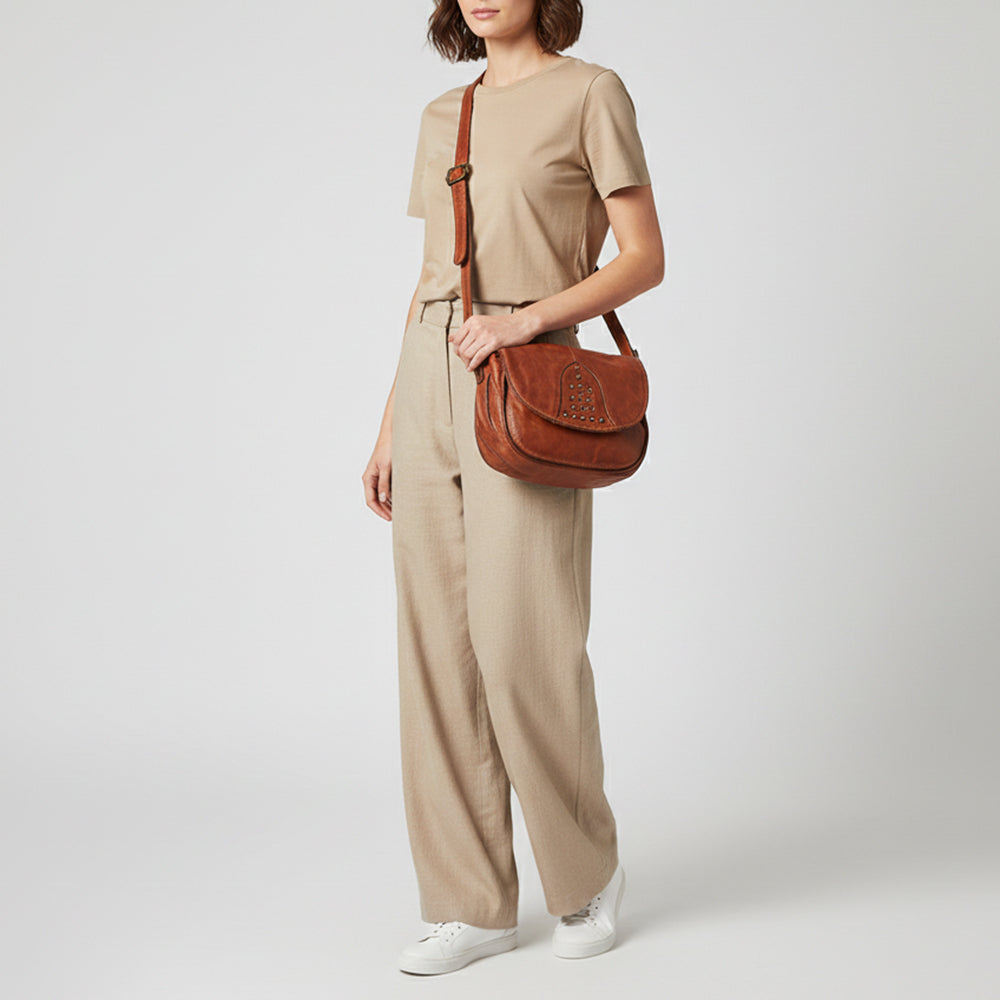 SWC161 Studded Flap Cross Body Bag