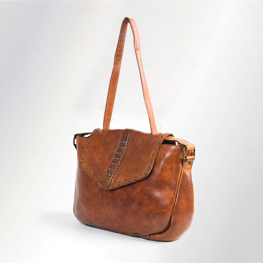 SWC165 Flap Closure Riveted Shoulder Bag