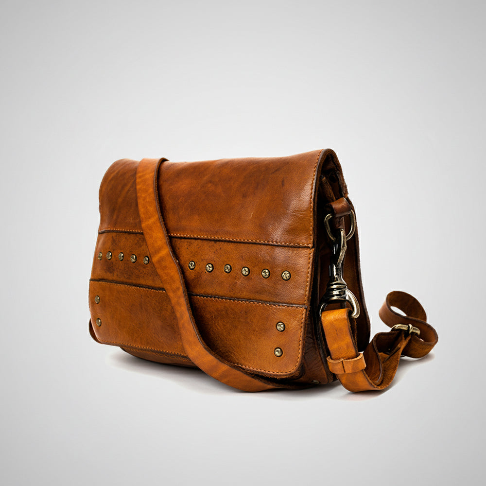 SWC170 Flap-Front Studded Messenger Bag