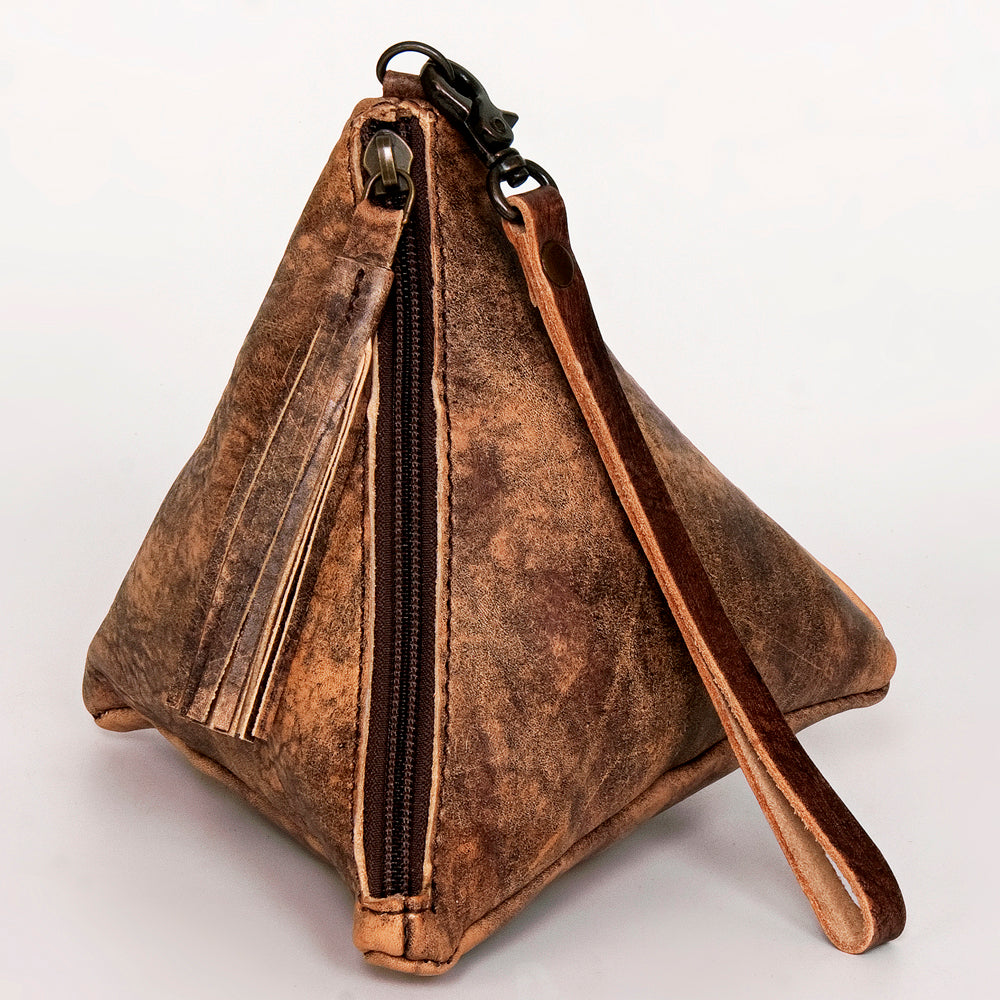 LC-ADBG669 Triangle Wallet Pouch in Distressed Genuine Leather