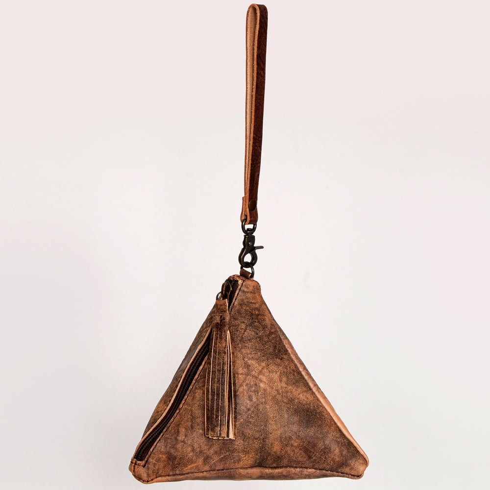 LC-ADBG669 Triangle Wallet Pouch in Distressed Genuine Leather