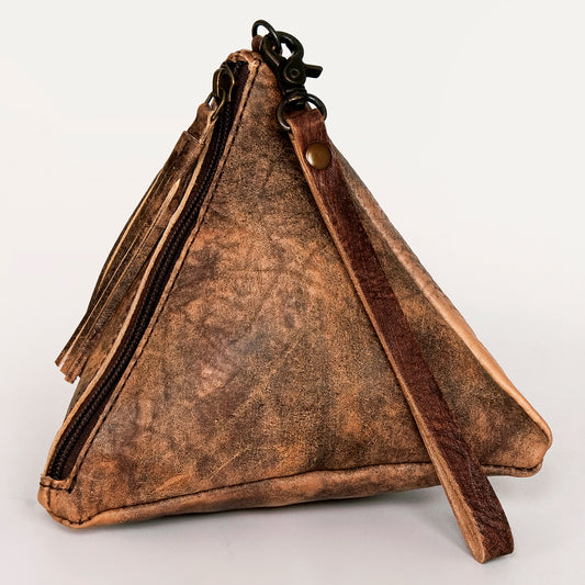 LC-ADBG669 Triangle Wallet Pouch in Distressed Genuine Leather