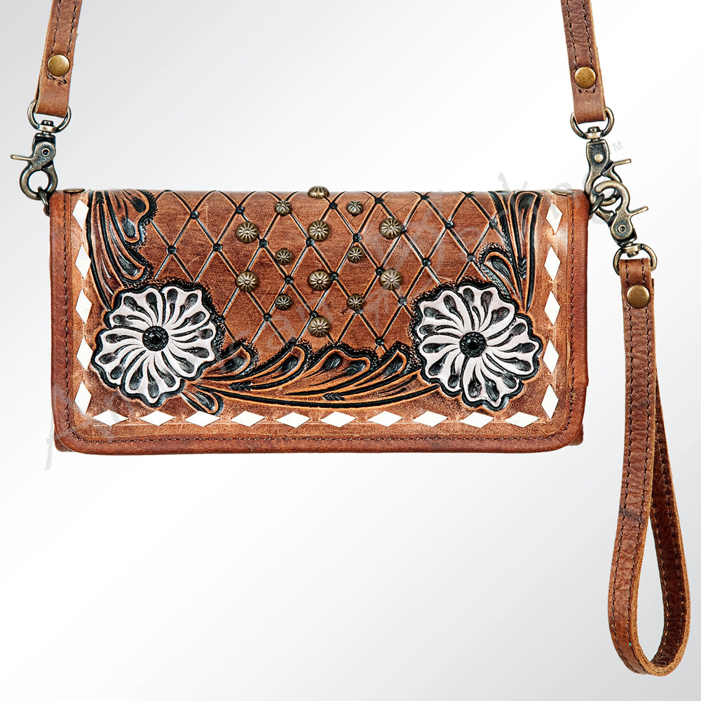 ADBG486 Tooled Leather Floral Long Wallet Western Cowgirl Clutch by American Darling