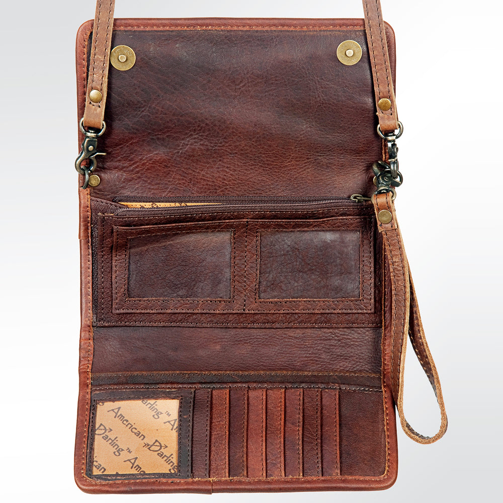 ADBG486 Tooled Leather Floral Long Wallet Western Cowgirl Clutch by American Darling