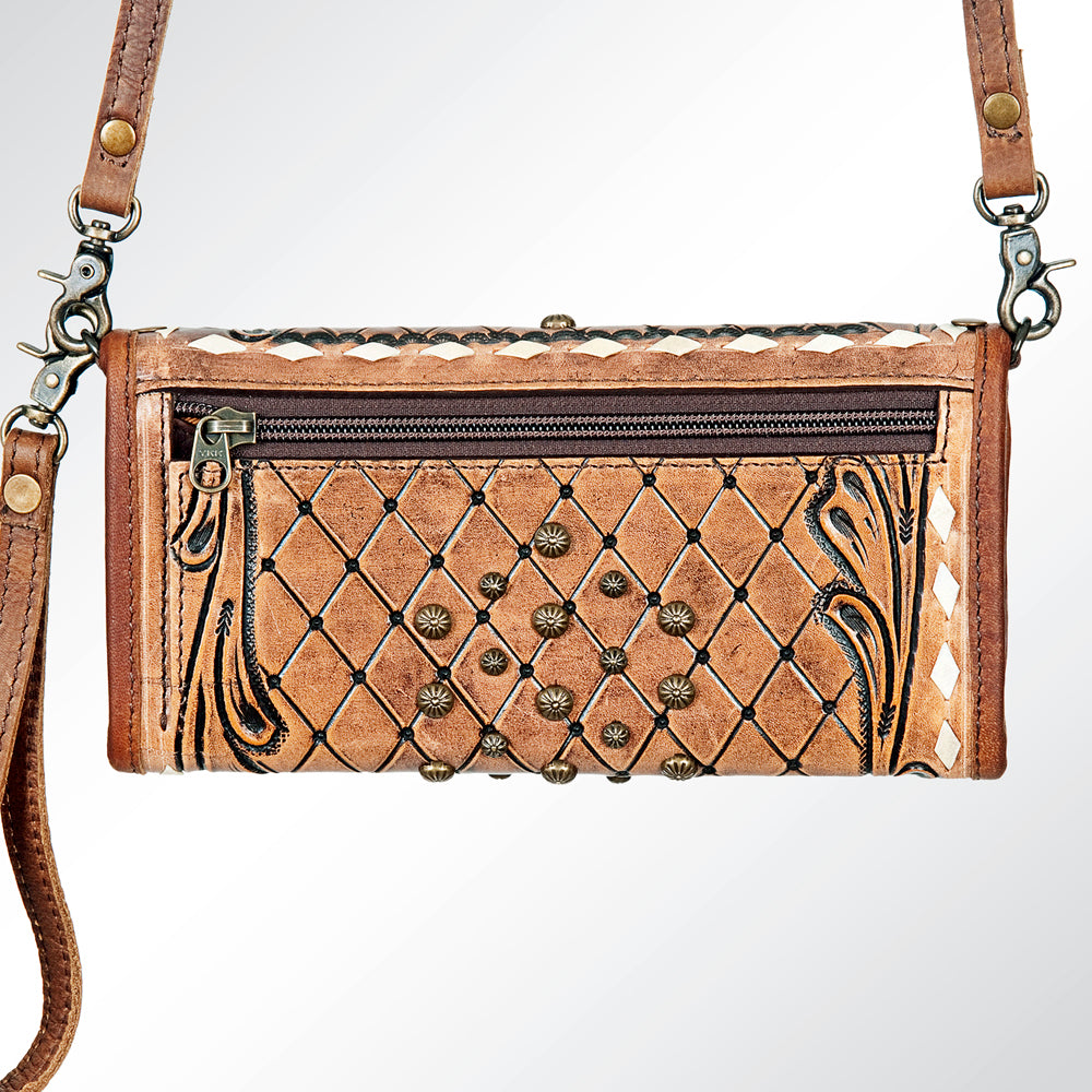 ADBG486 American Darling Hand Tooled Floral Leather Western Crossbody Bag