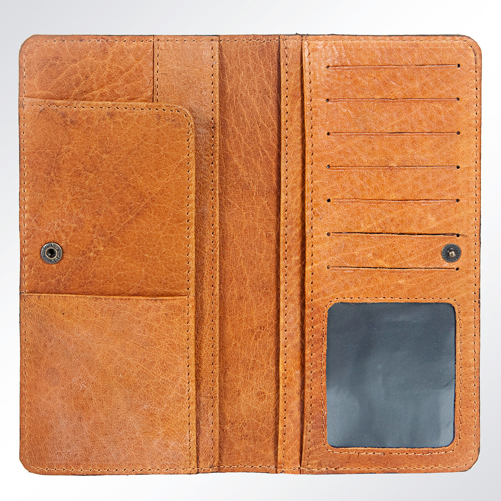 ADBG488 Western Tooled Leather Clutch with Maribel Genuine Cowhide Crossbody Bag by American Darling