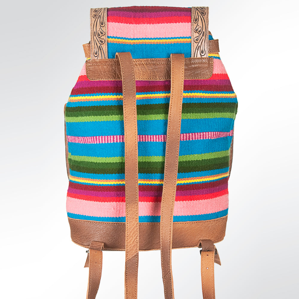LC-ADBG703 Handwoven Serape Wool & Tooled Leather Western Backpack American Darling