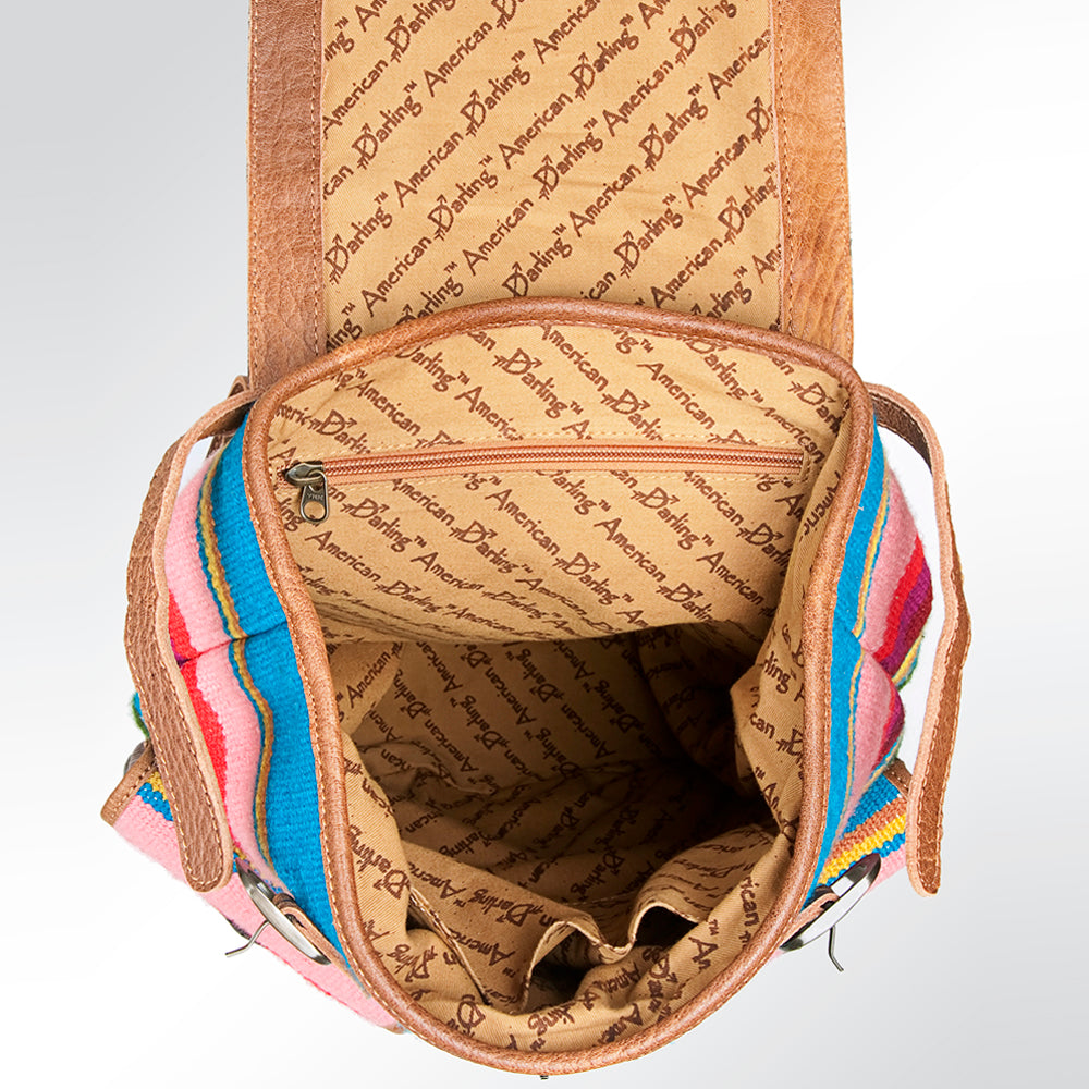 LC-ADBG703 Handwoven Serape Wool & Tooled Leather Western Backpack American Darling