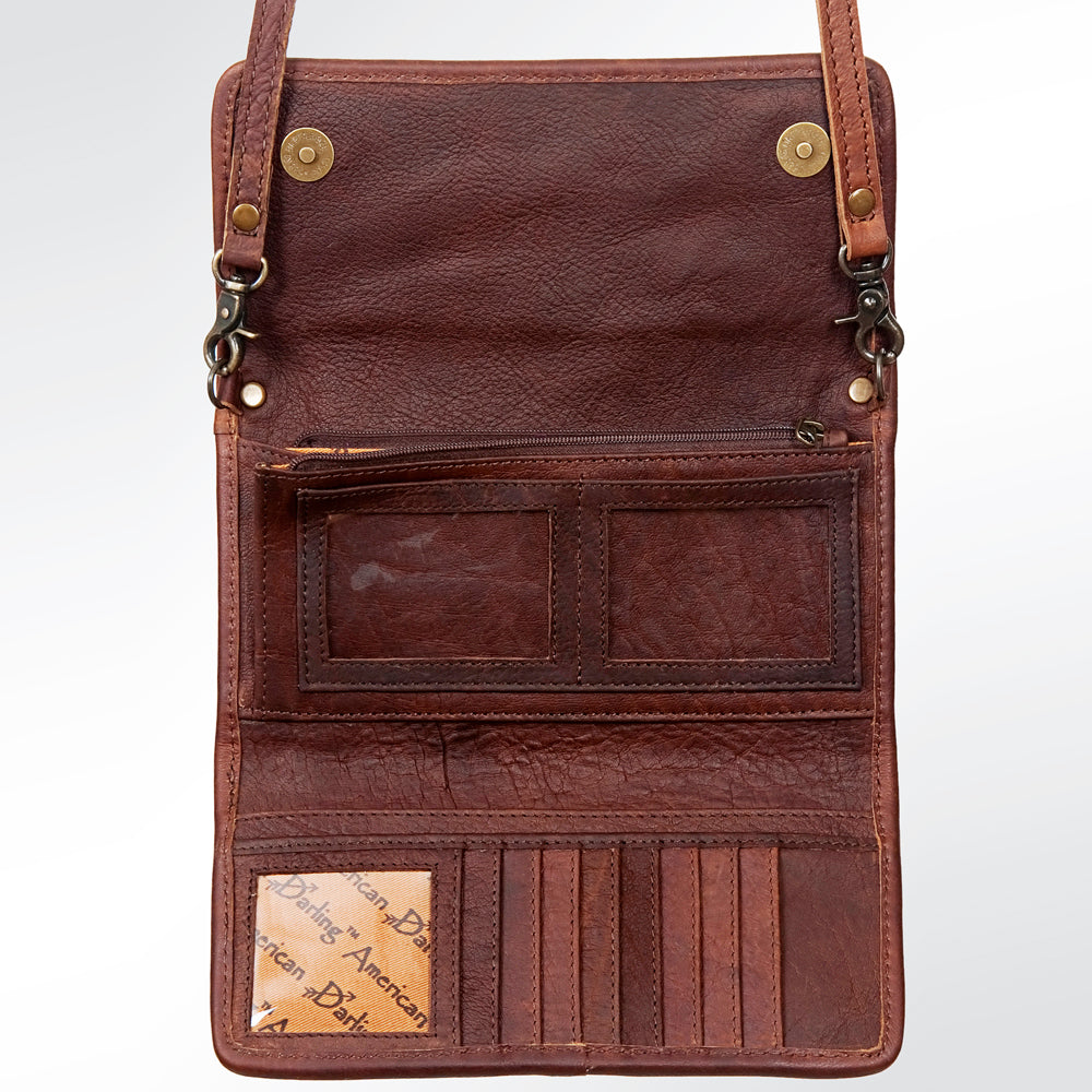 ADBG486 Handwoven Wool & Tooled Leather Western Wallet Crossbody by American Darling