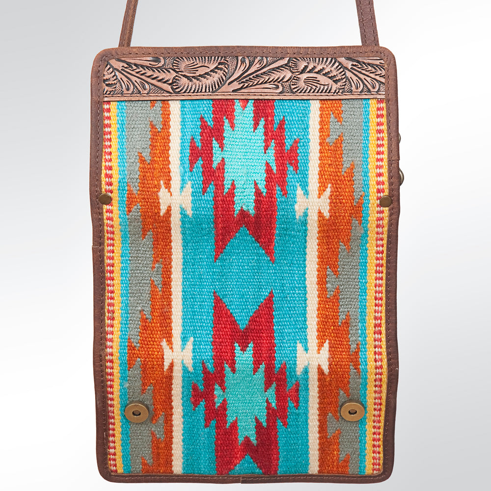 ADBG486 Handwoven Wool & Tooled Leather Western Wallet Crossbody by American Darling