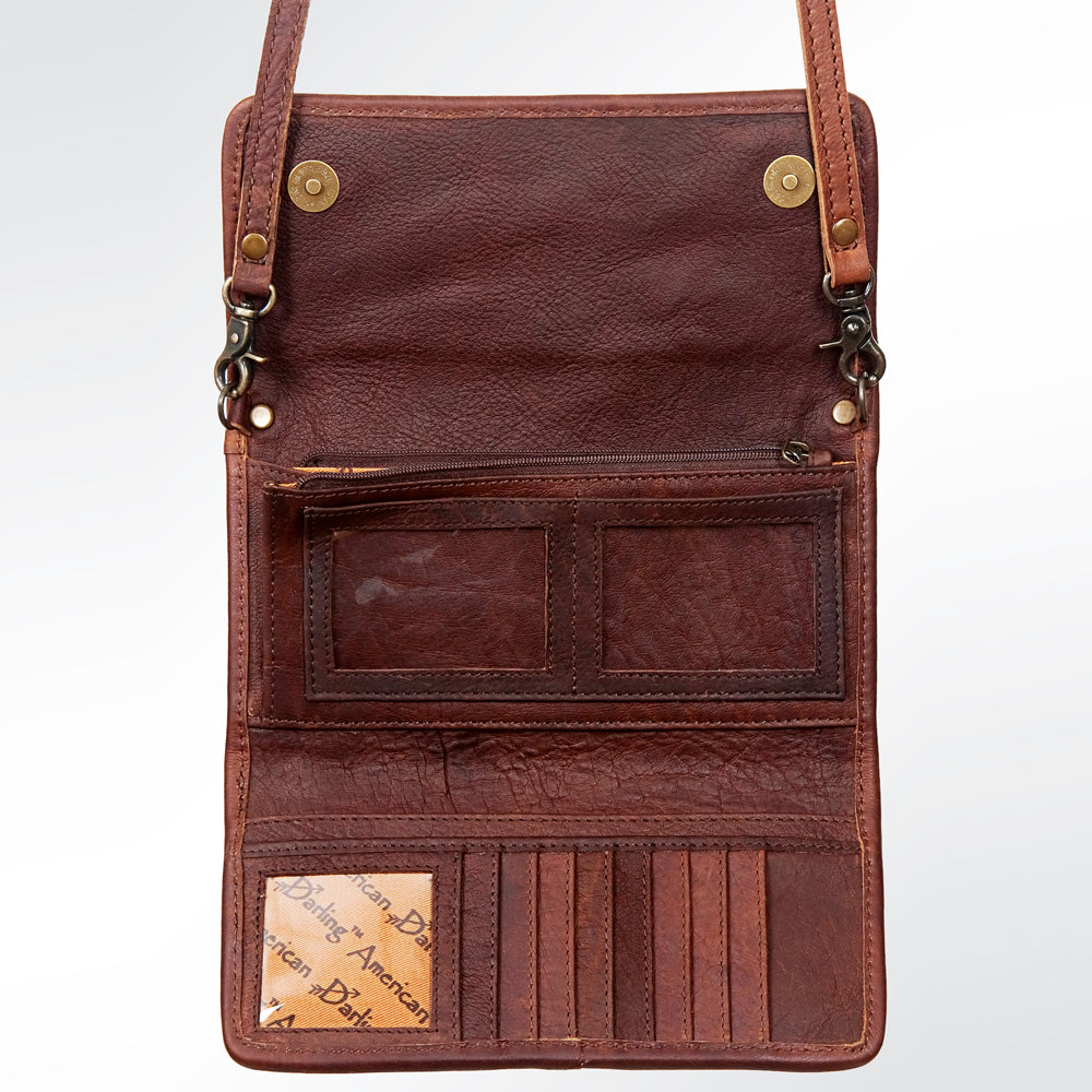 ADBG486 Handwoven Wool & Tooled Leather Western Wallet Crossbody by American Darling