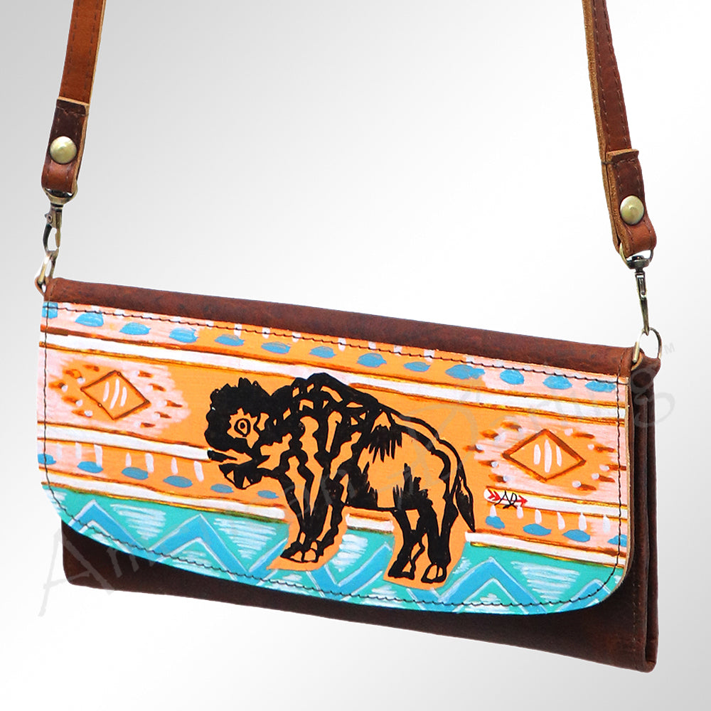 ADBGM112 Hand-Painted Scene Leather Wallet - Southwestern Western Design