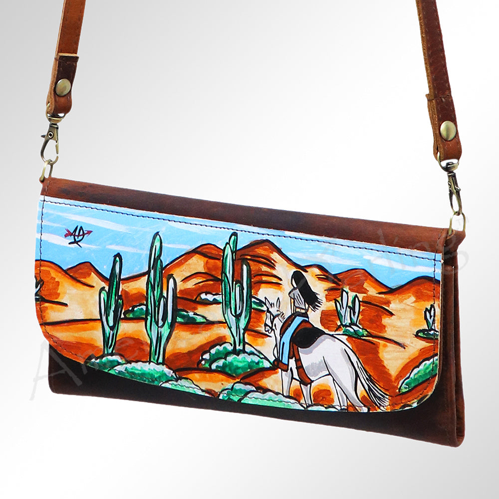 ADBGM112 Hand-Painted Scene Leather Wallet - Southwestern Western Design