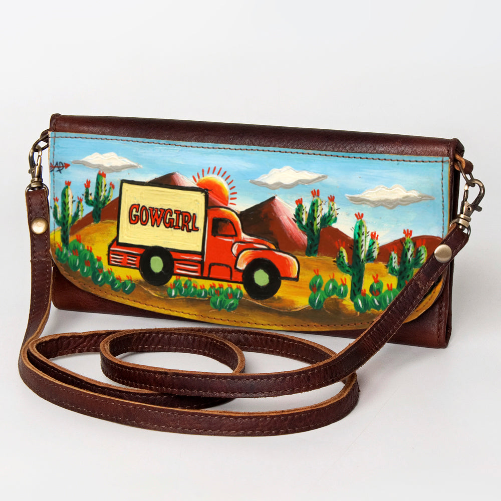 ADBGM112 Hand-Painted Scene Leather Wallet - Southwestern Western Design