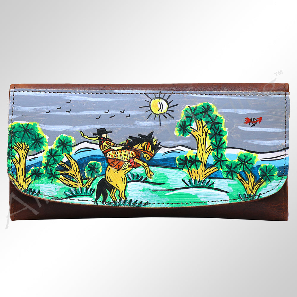 ADBGM112 Hand-Painted Scene Leather Wallet - Southwestern Western Design