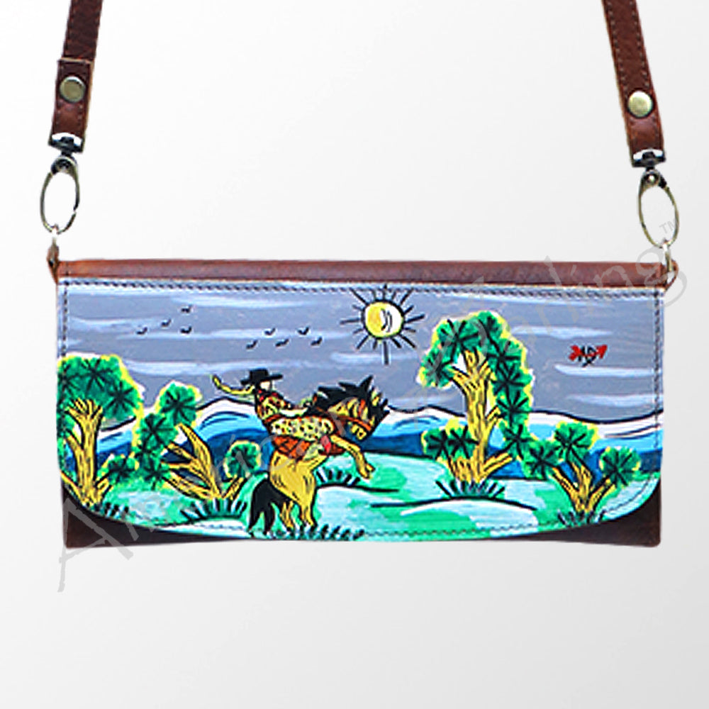 ADBGM112 Hand-Painted Scene Leather Wallet - Southwestern Western Design