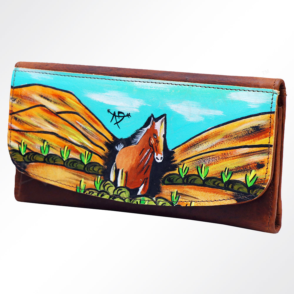 ADBGM112 Hand-Painted Scene Leather Wallet - Southwestern Western Design