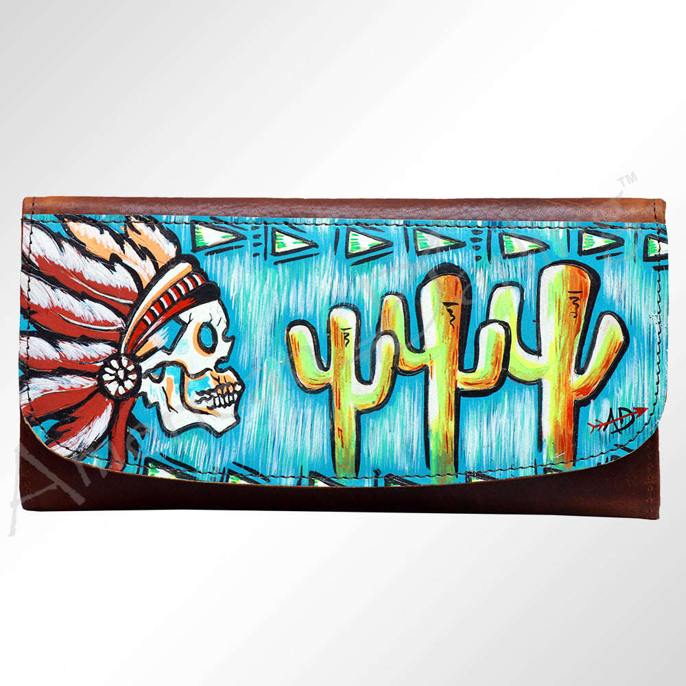 ADBGM112 Hand-Painted Scene Leather Wallet - Southwestern Western Design