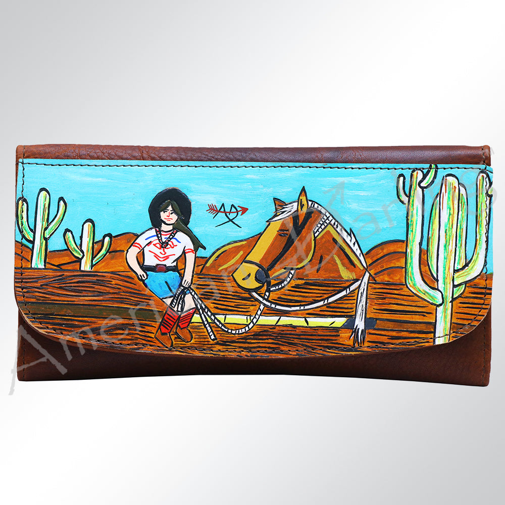ADBGM112 Hand-Painted Scene Leather Wallet - Southwestern Western Design