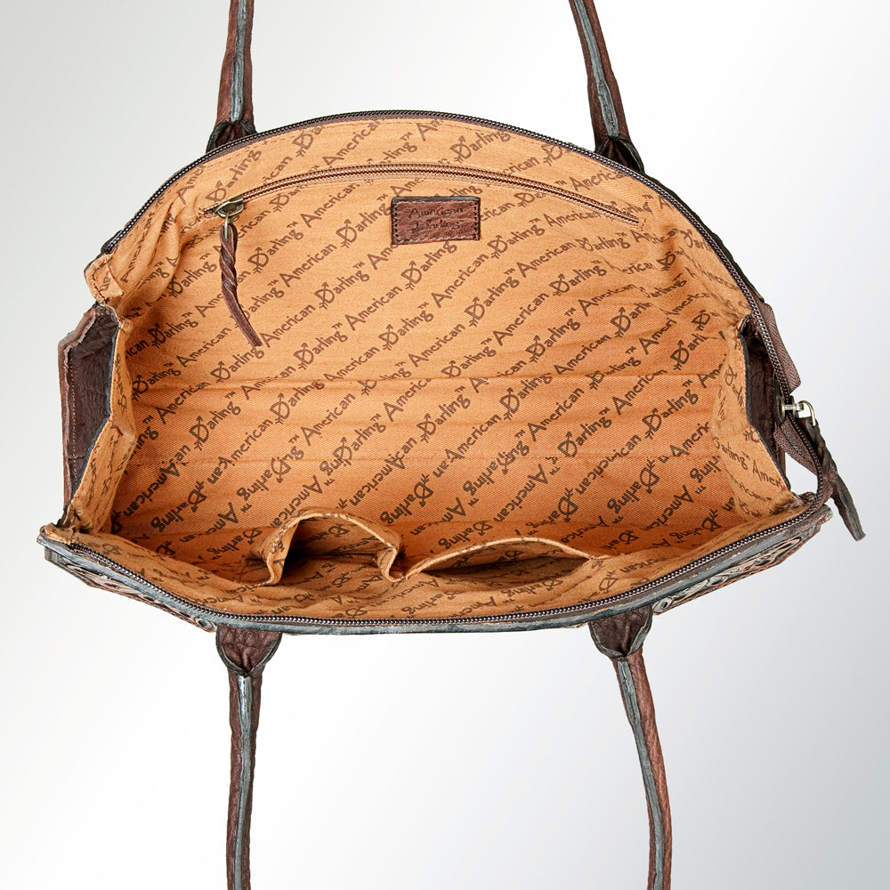 LC-ADBGZ384 Hand Tooled Leather Tote Bag - Structured Western Floral Shoulder Purse