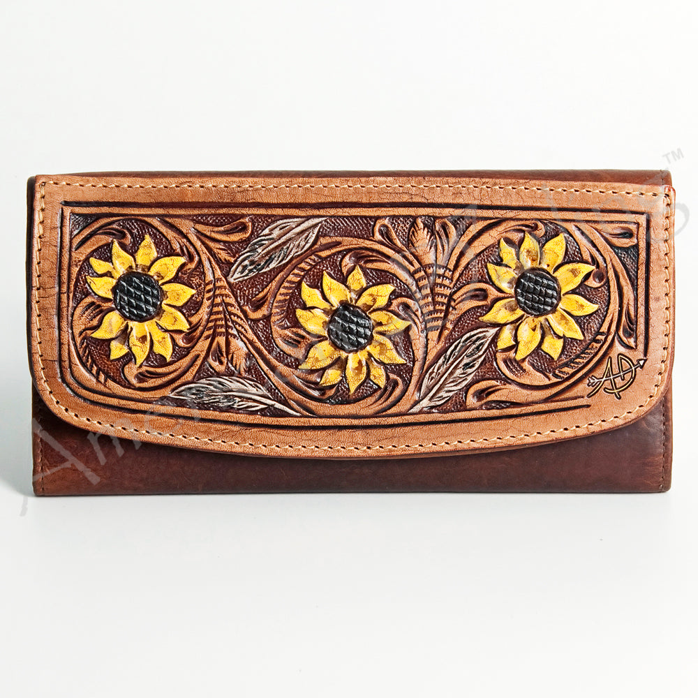 ADBGM102 Western Floral Tooled Leather Wallet - by American Darling