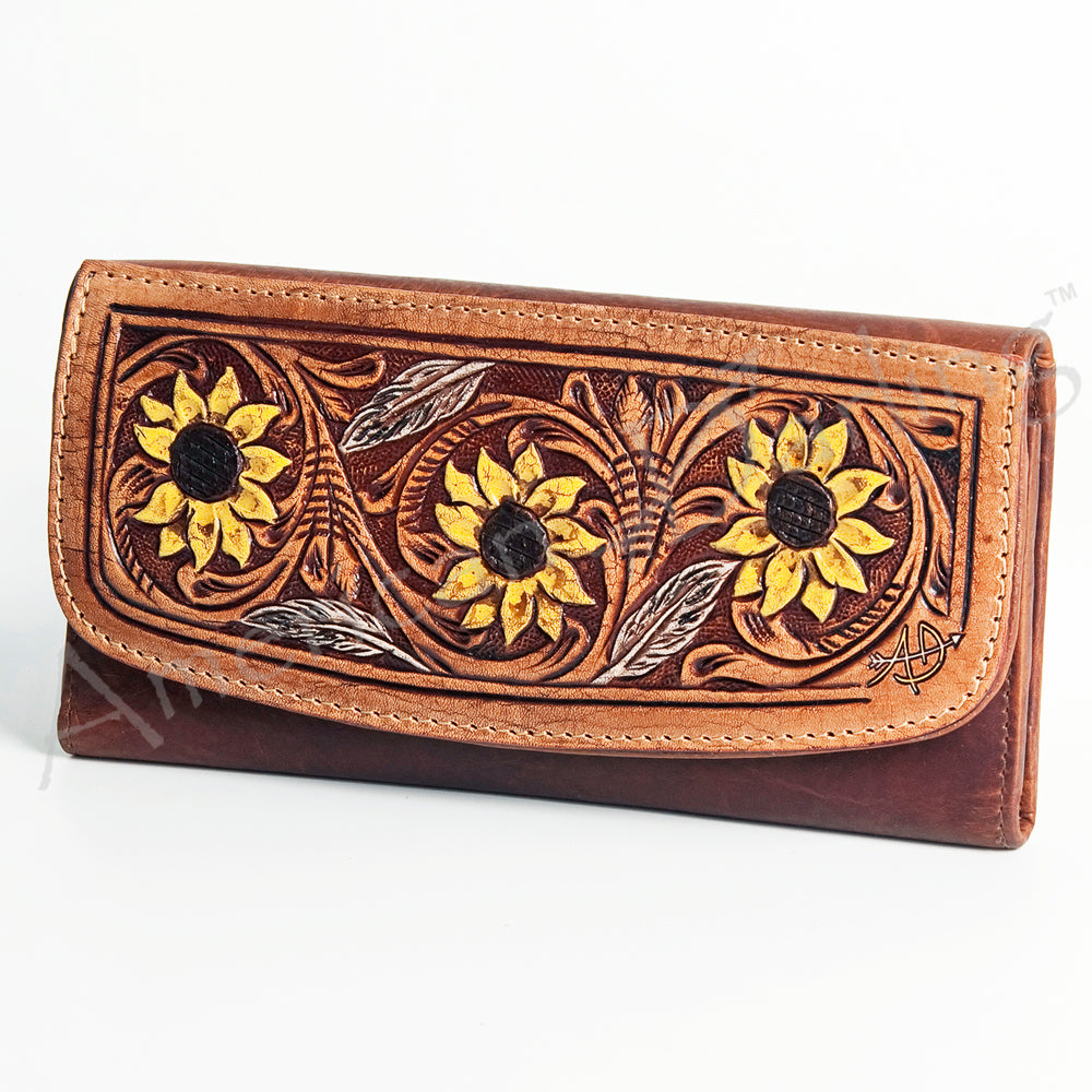ADBGM102 Western Floral Tooled Leather Wallet - by American Darling