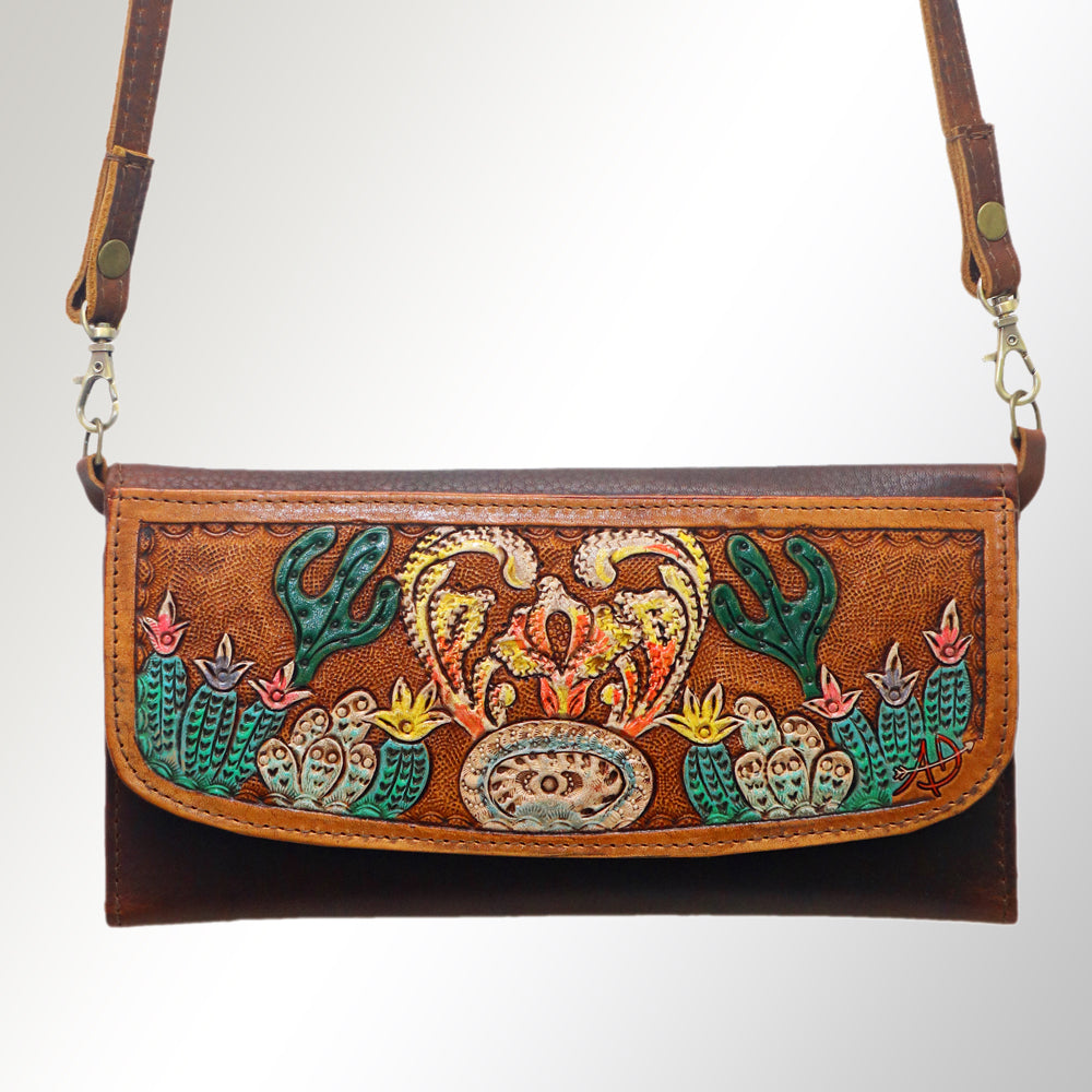 ADBGM102 Western Floral Tooled Leather Crossbody - by American Darling