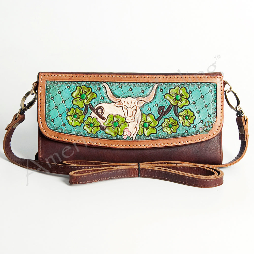 ADBGM102 Western Floral Tooled Leather Wallet - Boho Rodeo Clutch