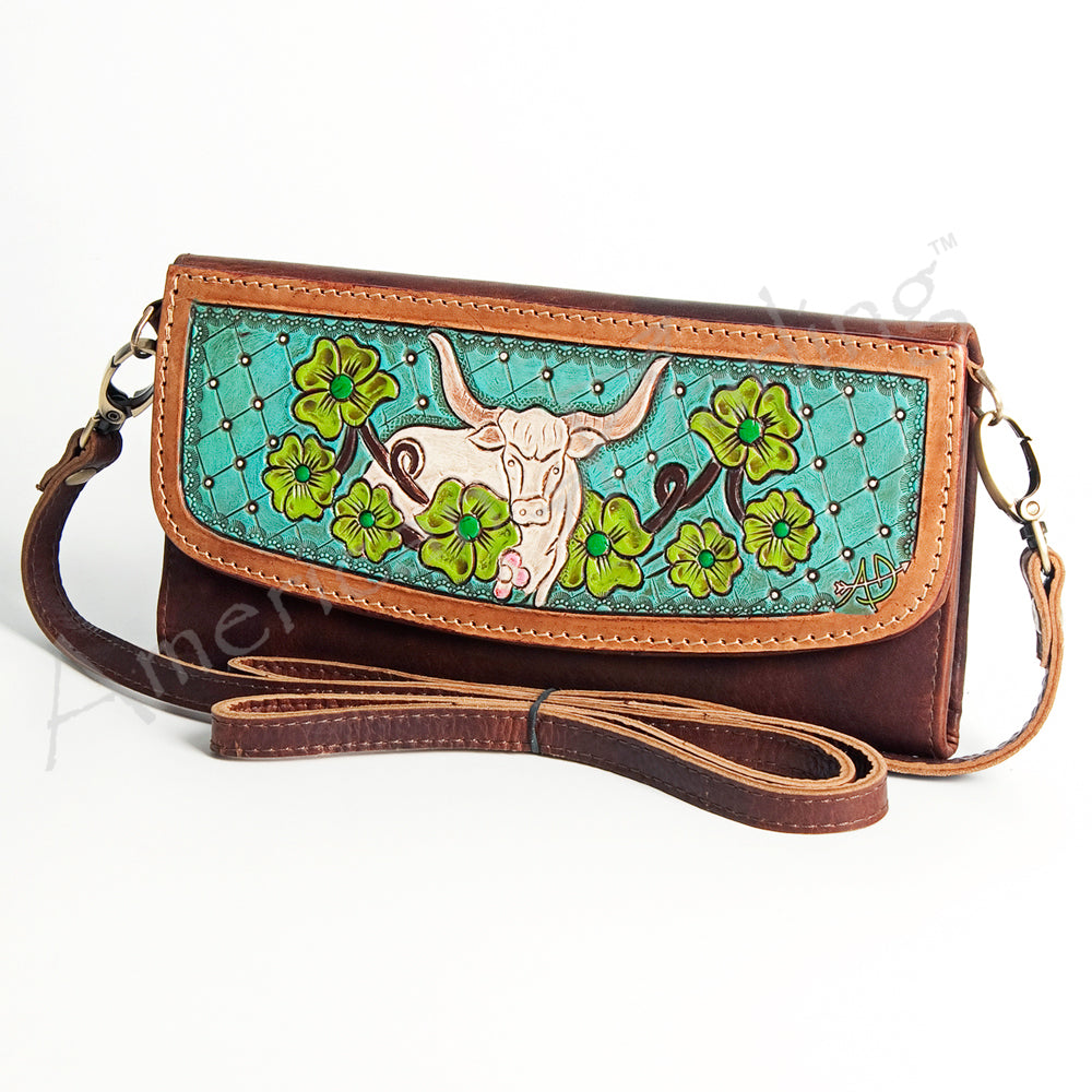 ADBGM102 Western Floral Tooled Leather Wallet - Boho Rodeo Clutch