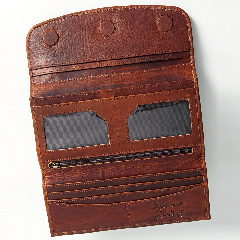 ADBGM102 Western Floral Tooled Leather Wallet - Boho Rodeo Clutch