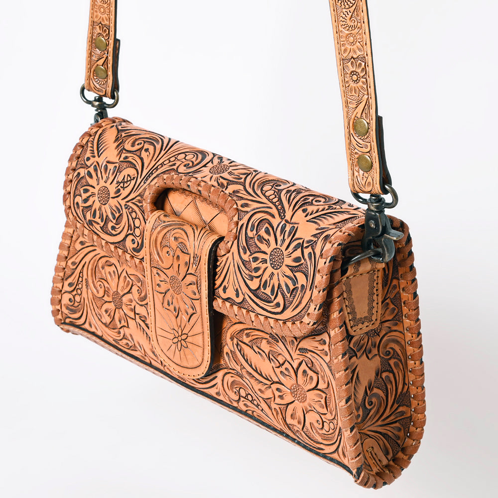 ADBG1134 American Darling Hand Tooled Floral Leather Wallet Bag Clutch & Crossbody Handbag