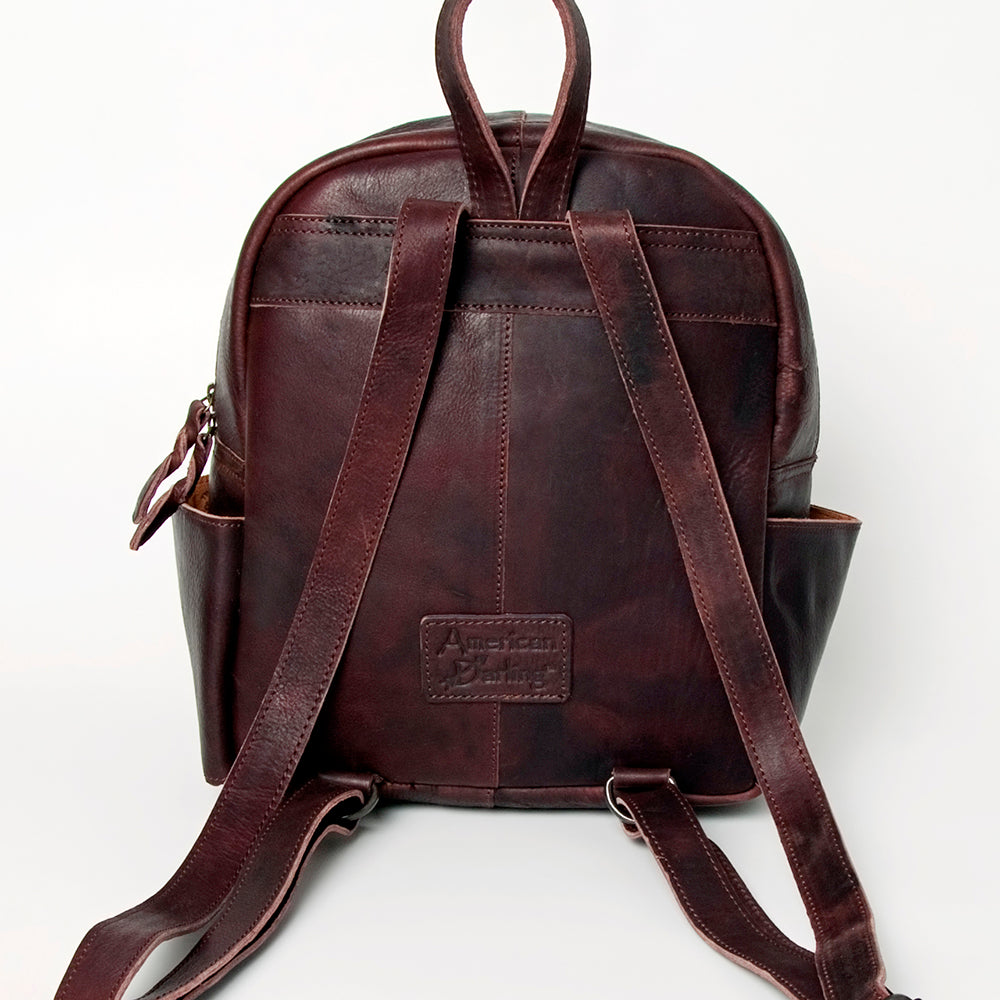 LC-ADBGZ214A Southwestern Wool & Leather Backpack - Rustic Brown Western Daypack