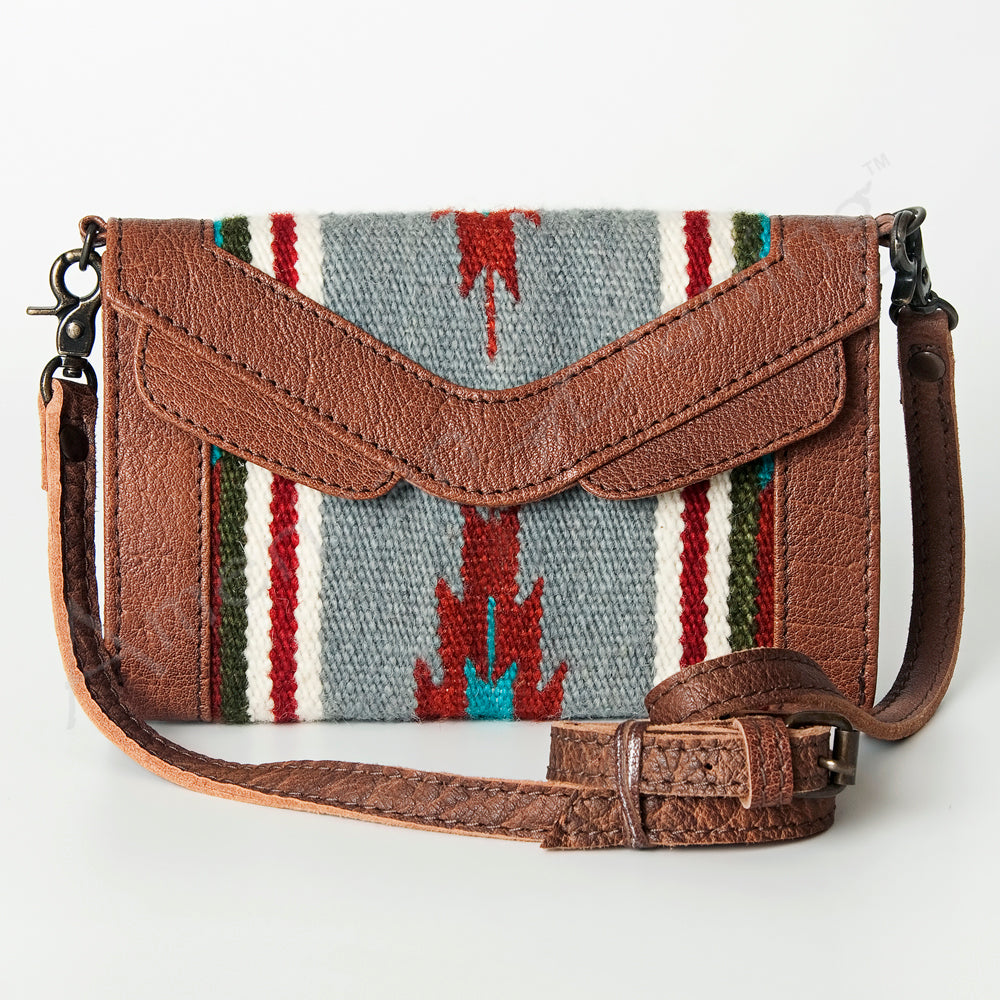 LC-ADBG716 Southwestern Saddle Blanket Envelope Bag with Leather Trim & Crossbody Strap