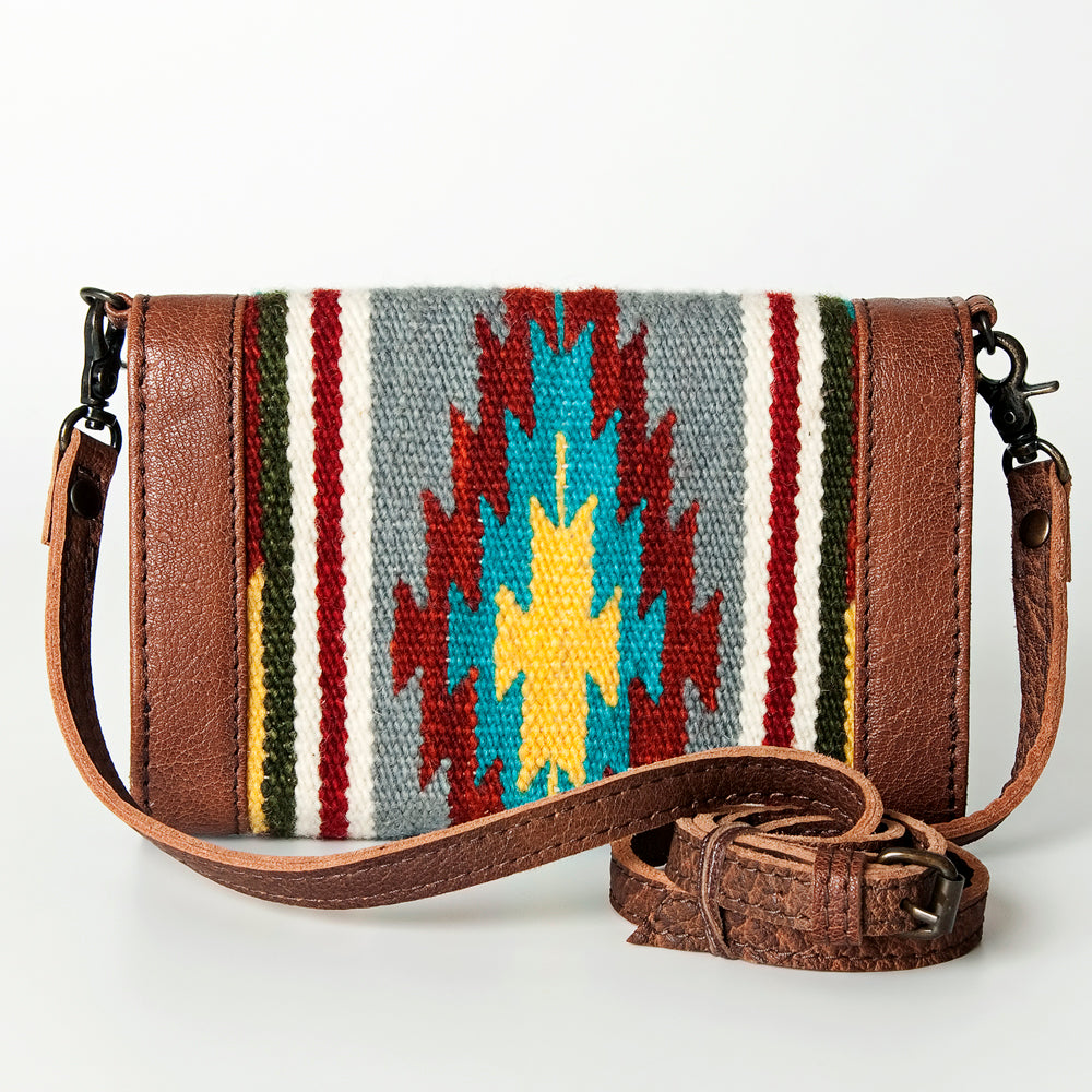 LC-ADBG716 Southwestern Saddle Blanket Envelope Bag with Leather Trim & Crossbody Strap